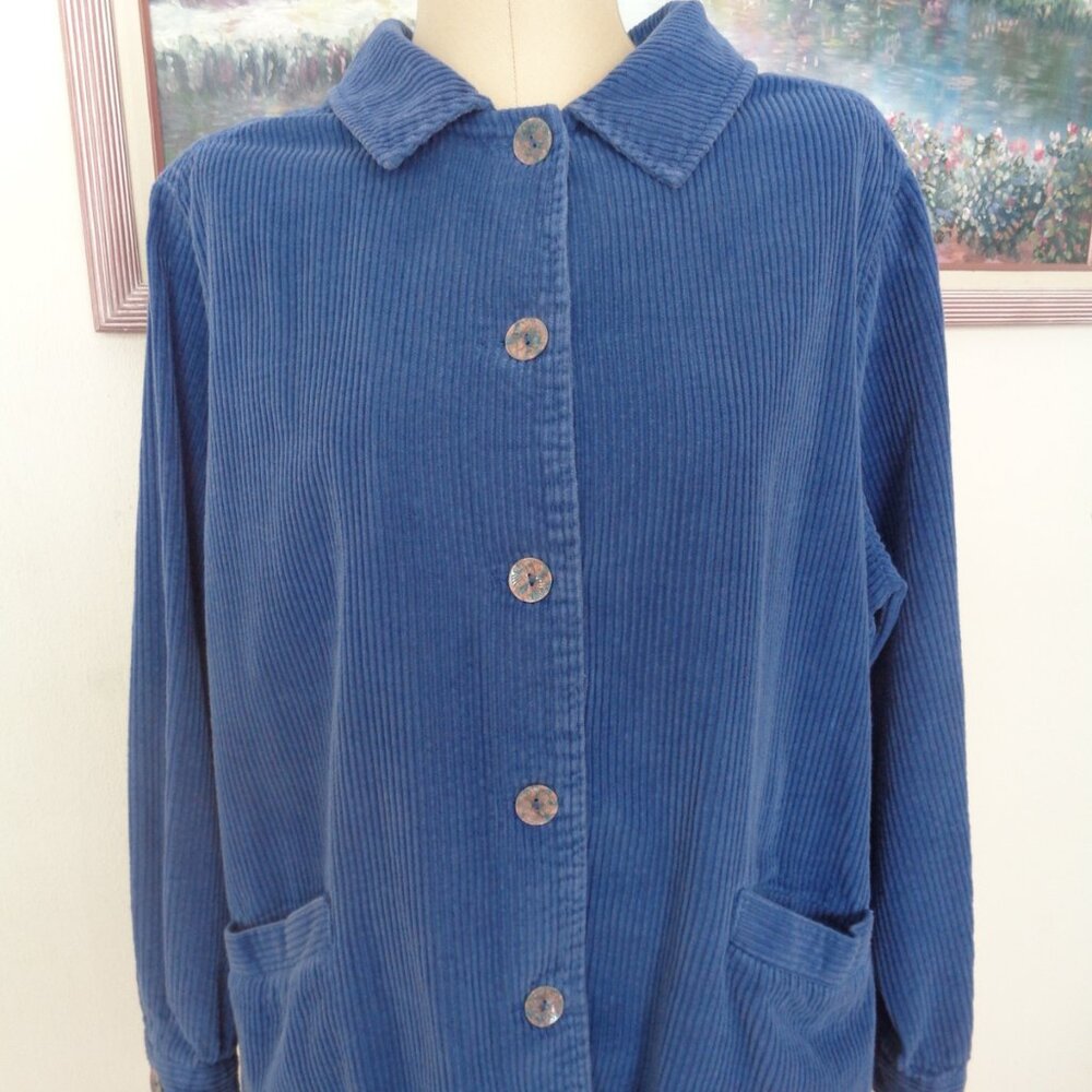 Woman Within Coat Blue Corduroy Women's 1X Swing Jacket  NWOT 92085
